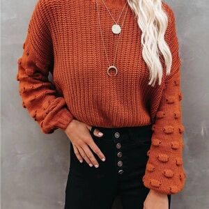 FAVLUX Burnt Orange Textured Women's Sweater